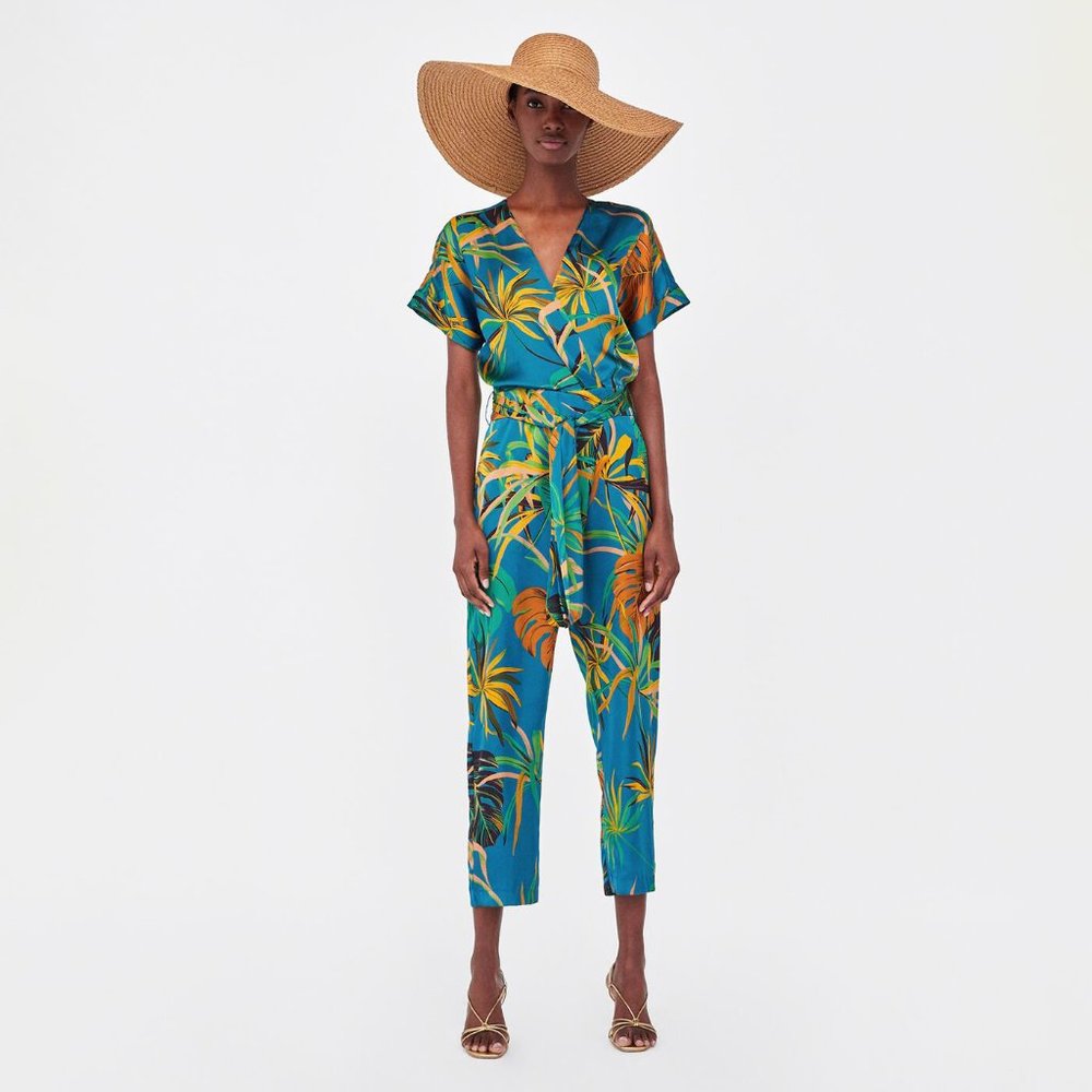 ZARA BLOGGER FAVE TROPICAL PRINT SPRING SUMMER JUMPSUIT